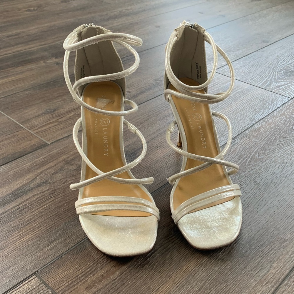 Chinese Laundry Silver Sparkle Heels